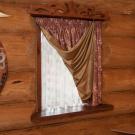 Фото штора на небольшое окно номера в стиле русской сказки на Горном Алтае