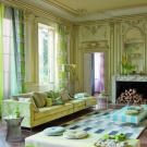Ткани для оформления окон гостиной от Designers Guild. 2014. Фото.