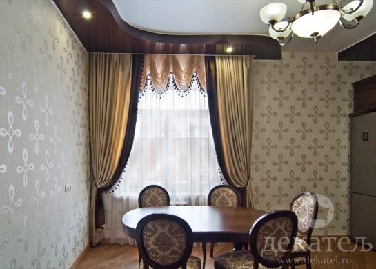 Классические шторы для кухни-столовой фото