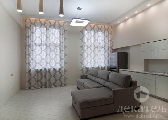 Фото Шторы для гостиной в стиле хай-тек.
