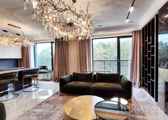 Фото штор в гостиную ЖК "Флора и Фауна". Легкий модерн 2022